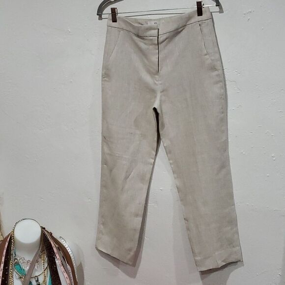 2 Pair Banana Republic 100% Linen HR Slim Ankle Pant in Sand & Black Size 2 - Picture 8 of 16
